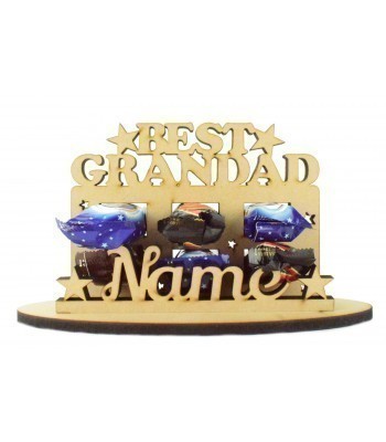 6mm Personalised 'Best Grandad' Plaque Shape Mini Chocolate Bar Holder on a Stand - Stand Options